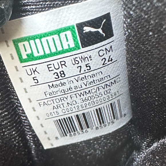 Puma Sky High Wedge Black Gold  Suede Sneaker Size 7.5 US - Picture 11 of 12